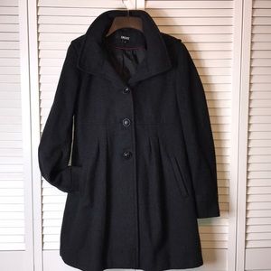 DKNY Charcoal High Waisted Wool Coat with Hood